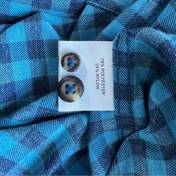 Peter Millar Crown Sport Blue Vedder Gingham Shirt Performance Flannel Size L - Picture 12 of 13